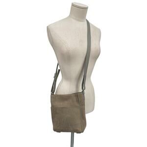 Allsaints Cooper Mini Tote Purse Crossbody Nubuck Leather Taupe